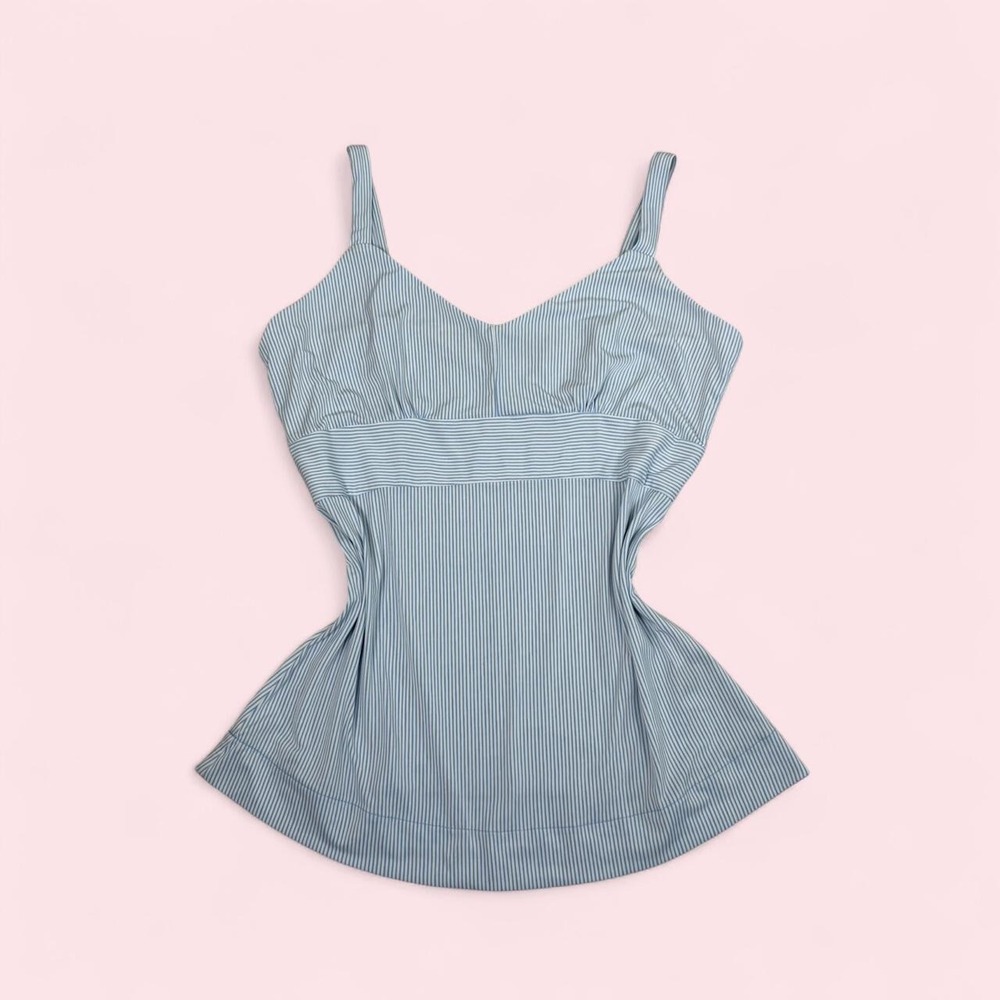 Vintage y2k The Limited light blue & white pinstriped babydoll tank top